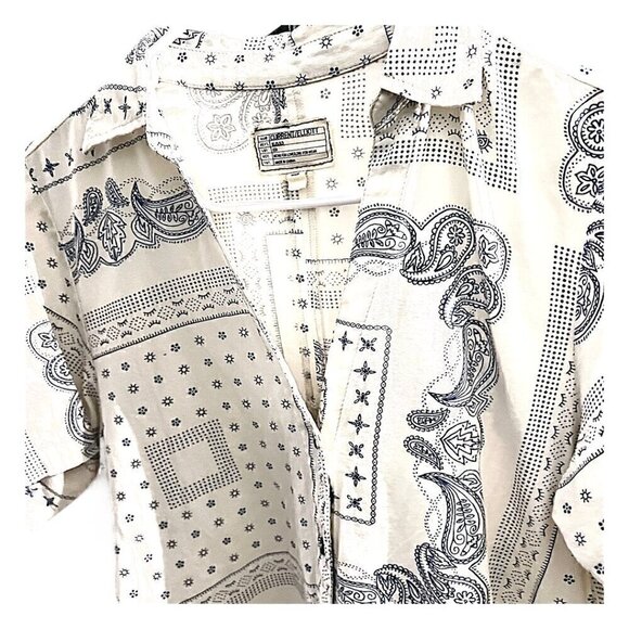 Current/Elliott ASOS Badass Bandana Rolled Sleeve Shirt Dress Button Down Small - Picture 6 of 7